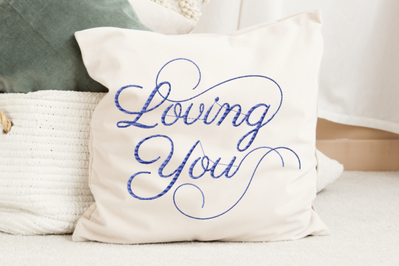 A Close Look at the Loving You Lettering Wedding Embroidery