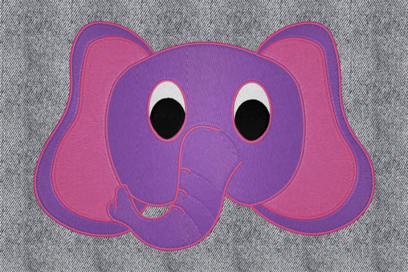 Elephant Face Embroidery Design for Etsy Products