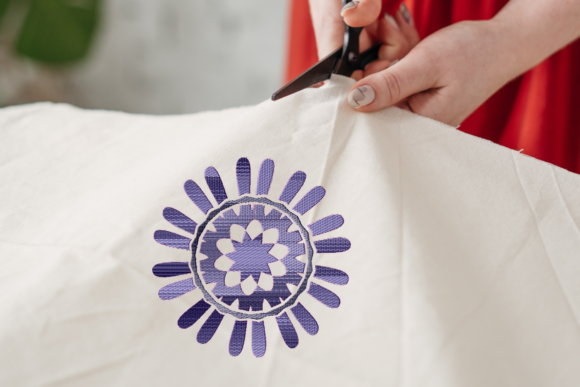 Evaluating Navy Mandala Embroidery Design for Product Use